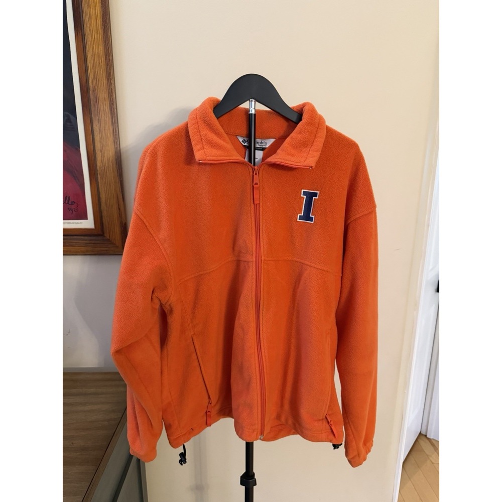 Columbia Illinois Fighting Illini Mens XL Orange Fleece Full Zip Jacket NCAA
